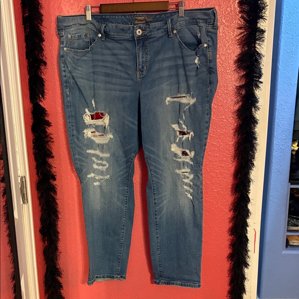 Torrid Blue Distressed Boyfriend Jeans